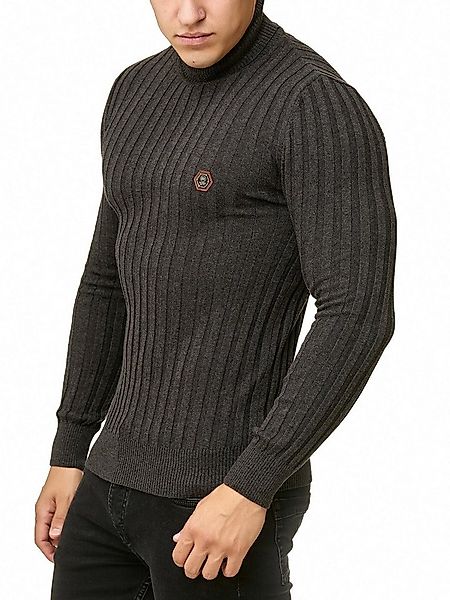 RedBridge Strickpullover Rollkragen Strickpullover mit Logopatch hoher Roll günstig online kaufen