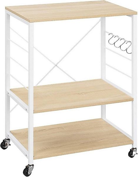 Woltu Küchenregal, 1-tlg., mit Rollen, 6 Ablagen, 4 Haken, Metallrahmen, 60 günstig online kaufen