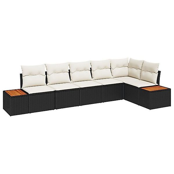 vidaXL Loungesofa 6-teiliges Garten Sofa Set mit Kissen in schwarzem Poly R günstig online kaufen