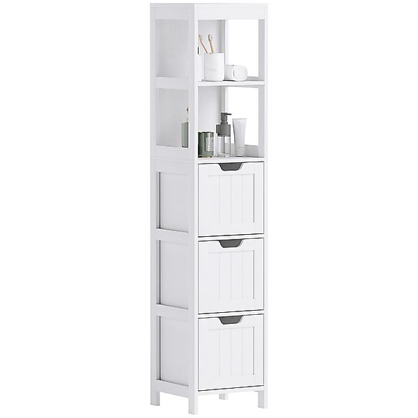 HOMCOM Badezimmerschrank Spanplatte MDF Weiß 30L x 30B x 142,4H cm günstig online kaufen
