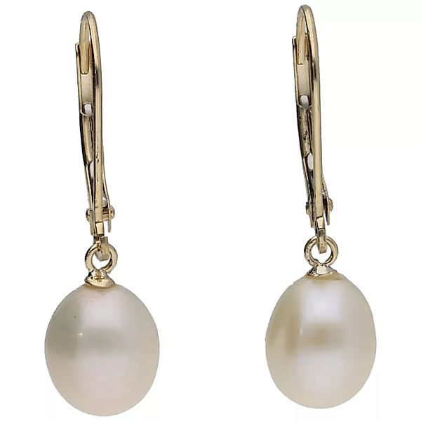 Luigi Merano Paar Ohrhänger "mit Brisur, Süßwasser-Perlen, Gold 375" günstig online kaufen