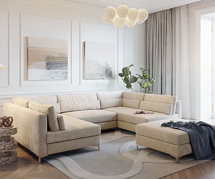 DELIFE Wohnlandschaft Elio, Cord Beige 300x185 günstig online kaufen