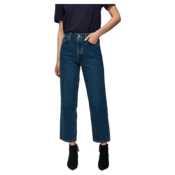 Selected Femme – Blau verwaschene Jeans mit geradem Bein und hohem Bund günstig online kaufen