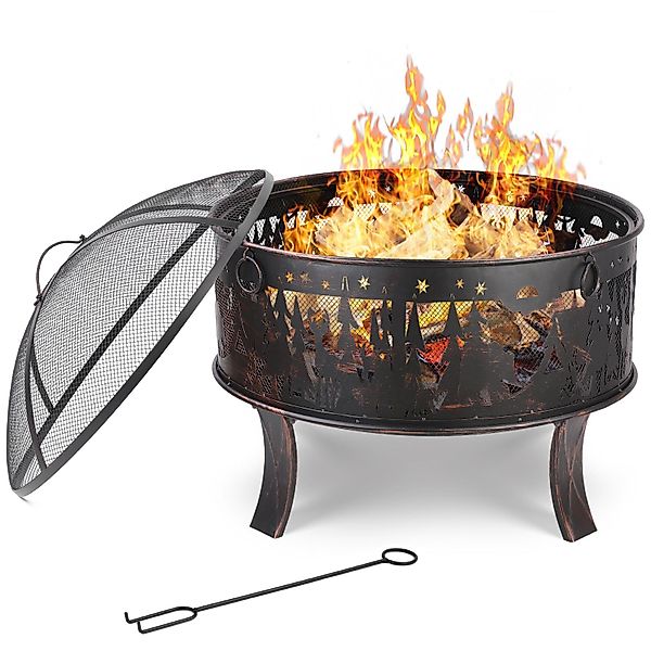 Femor Feuerschale Ø71x65cm Feuerstelle mit Funkenschutz günstig online kaufen