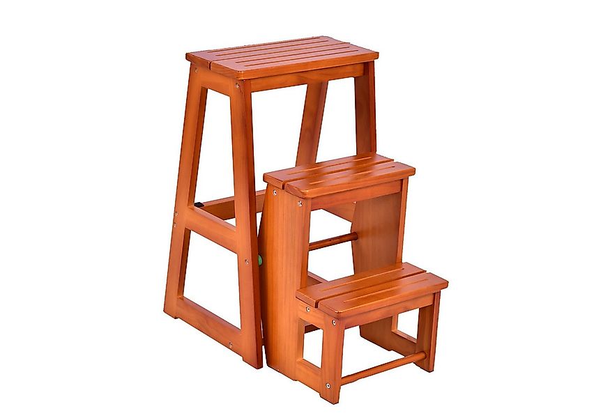 KOMFOTTEU Tritthocker Leiterstuhl 3 Stufen, aus Kiefernholz, klappbar, Trag günstig online kaufen