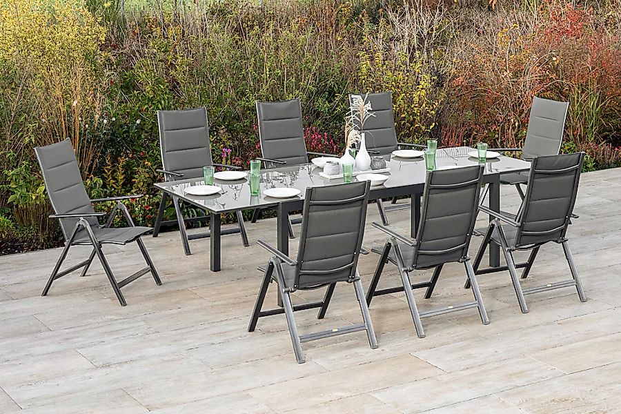 MERXX Garten-Essgruppe "Taviano", (Set, 9 tlg.), 8 Klappsessel, 5-fach vers günstig online kaufen