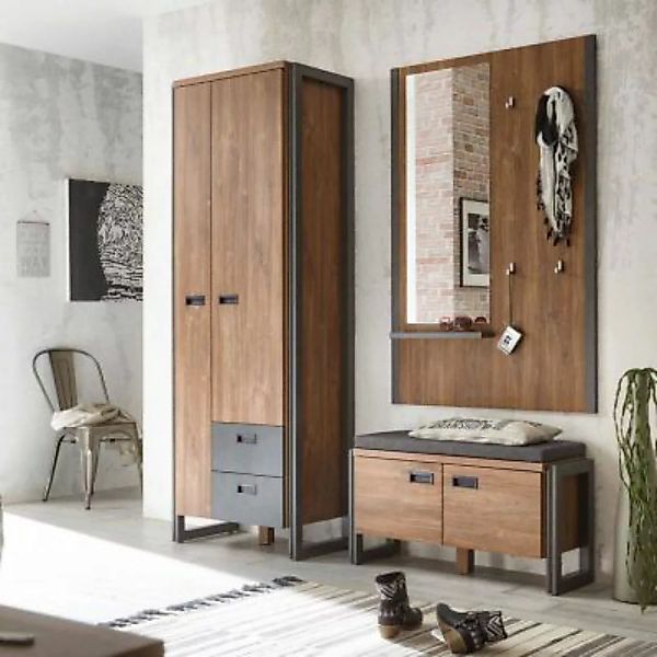Lomadox Modernes Garderobenmöbel Set im Industrial Stil DALLAS-61 Stirling günstig online kaufen