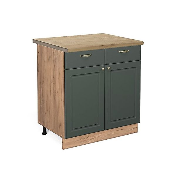 Vicco Küchenunterschrank Fame-Line Grün-Gold Landhaus/Goldkraft Eiche 80 cm günstig online kaufen