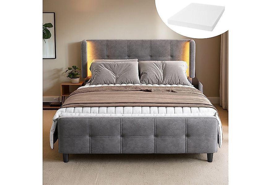 OKWISH Polsterbett Stauraumbett Funktionsbett Doppelbett Gästebett, Schlafz günstig online kaufen