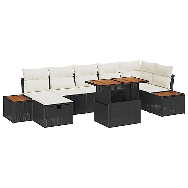 vidaXL Garten-Sofa-Set mit Kissen 8-Tlg Schwarz Poly Rattan 3360082 günstig online kaufen