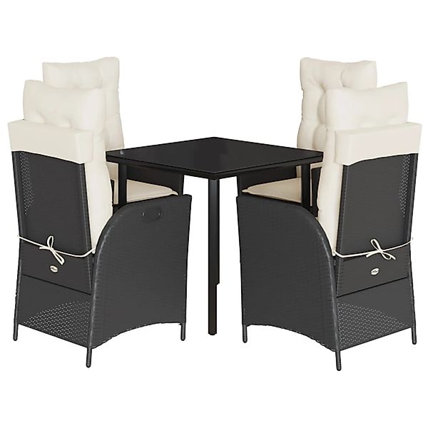vidaXL 5-Tlg Garten-Essgruppe mit Kissen Schwarz Poly Rattan 3213165 günstig online kaufen