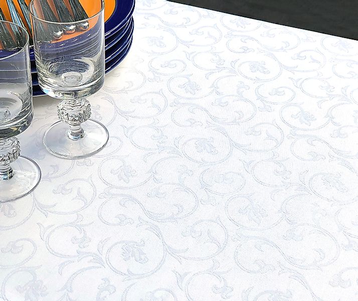 Libusch® Tischdecke DAMAST-Tischdecke SILA, weiß, florales günstig online kaufen