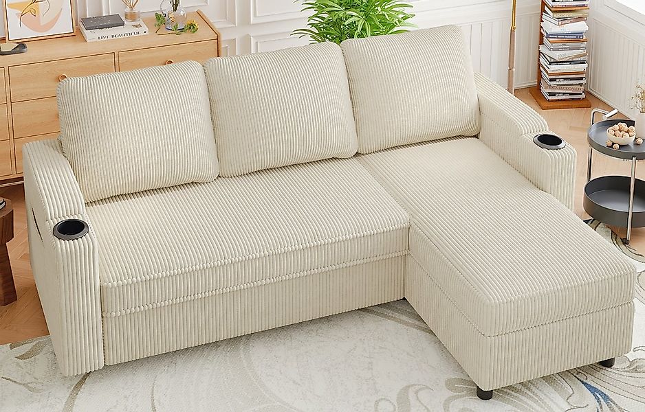 HOMALL Ecksofa Multifunktionaler Stauraum Ausziehbares L-förmiges Schlafsof günstig online kaufen