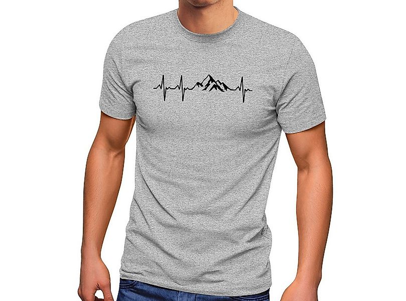 MoonWorks Print-Shirt Herren T-Shirt Berge Wandern Herzschlag Puls EGK Gesc günstig online kaufen