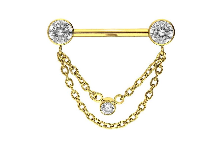 PIERCINGLINE Brustwarzenpiercing Titan Barbell mit Push Fit 2 KETTEN + KRIS günstig online kaufen