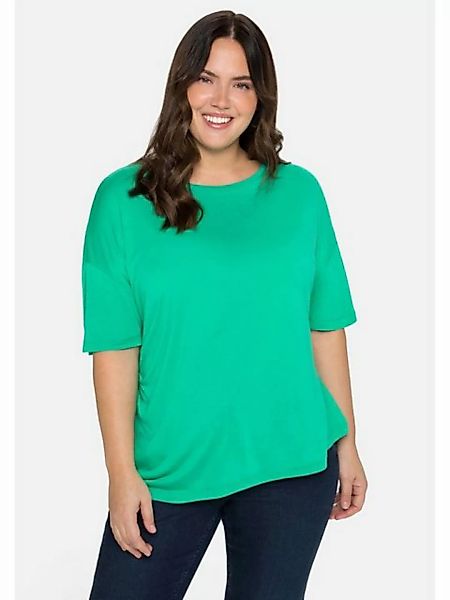 Sheego T-Shirt Große Größen mit asymmetrischem Saum und Faltendetail günstig online kaufen