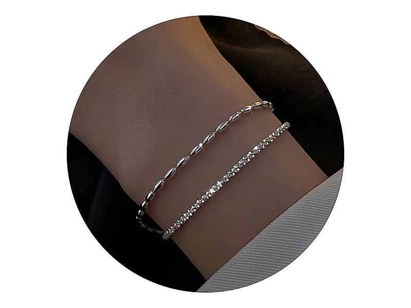 Color Design Silberarmband Zweireihiges Damenarmband mit feinen Perlen-Elem günstig online kaufen