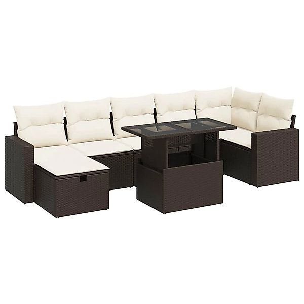 vidaXL 8-Tlg Garten-Sofagarnitur mit Kissen Braun Poly Rattan 3327833 günstig online kaufen