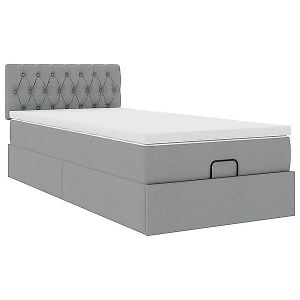 vidaXL Bett Ottoman-Bett mit Matratze Hellgrau 80x200 cm Stoff günstig online kaufen