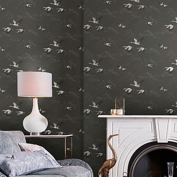 Laura Ashley Vliestapete Animalia Dark Steel 10,05 x 0,52 m günstig online kaufen