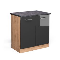 Vicco Spülenunterschrank R-Line, Anthrazit Hochglanz/Goldkraft Eiche, günstig online kaufen