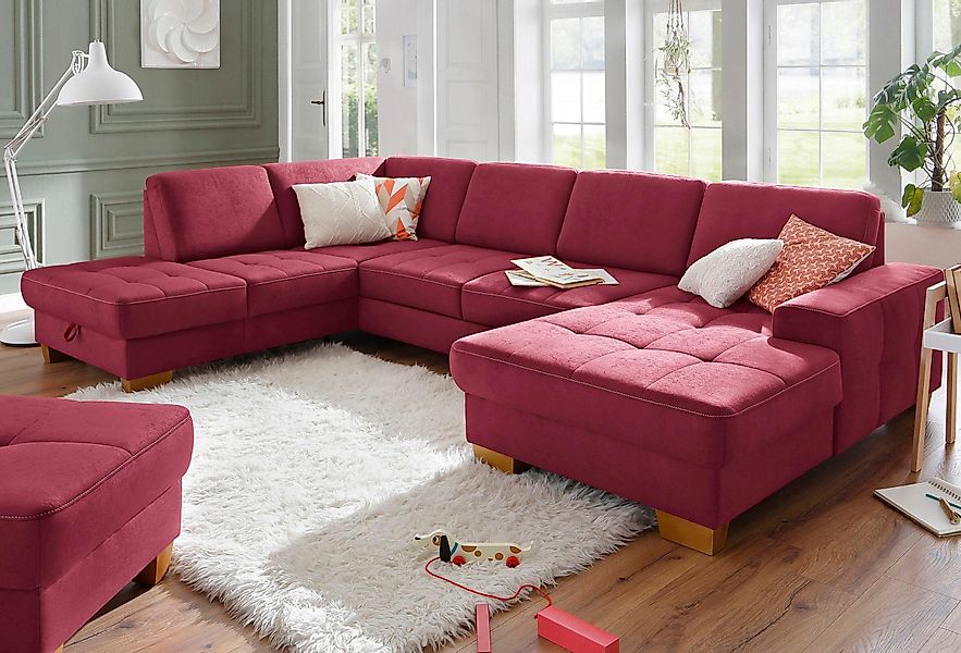 Home affaire Wohnlandschaft "Puccini U-Form", mit Federkern, Sitztiefenvers günstig online kaufen