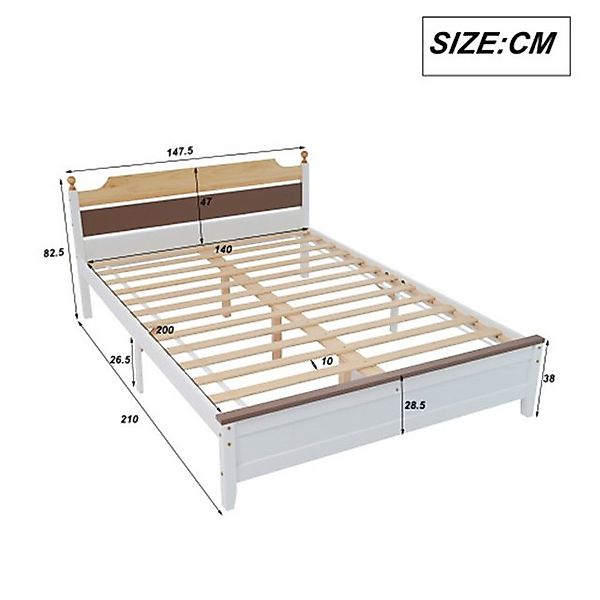 XDOVET Holzbett Holzbett, Kiefernholzrahmen mit Mittelfuß, Jugendbett, Erwa günstig online kaufen