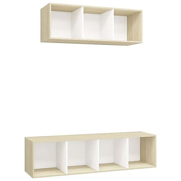 furnicato TV-Schrank 2-tlg. TV-Schrank-Set Weiß Sonoma-Eiche Holzwerkstoff günstig online kaufen