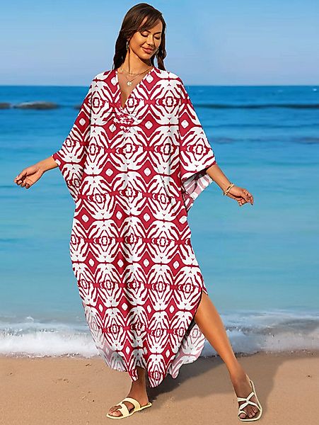 RWEUOQ Strandkleid Maxikleid Strand-Tunika Bikini-Überwurf Beachwear günstig online kaufen
