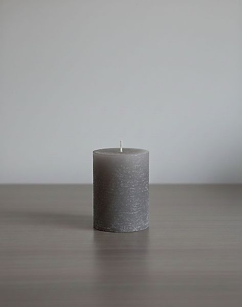 Stumpenkerze Rustikal Höhe 10 cm, Durchmesser 7 cm Grau günstig online kaufen