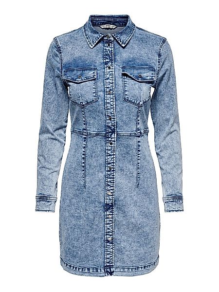 ONLY Langarm- Jeanskleid Damen Blau günstig online kaufen