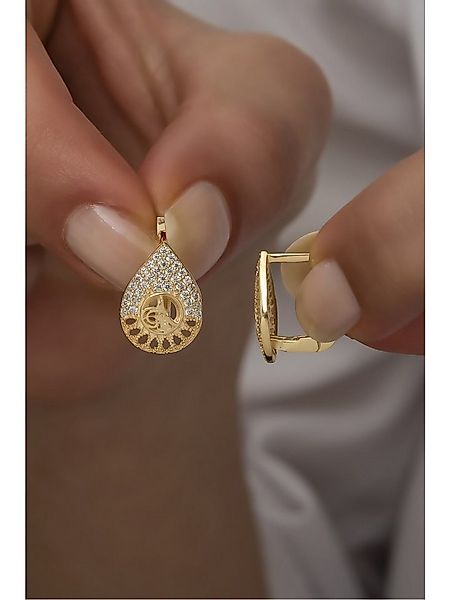 Nisan Ohrring-Set, 925 Sterling Silber Ohrringe – Tropfenform mit Tuğra-Mot günstig online kaufen