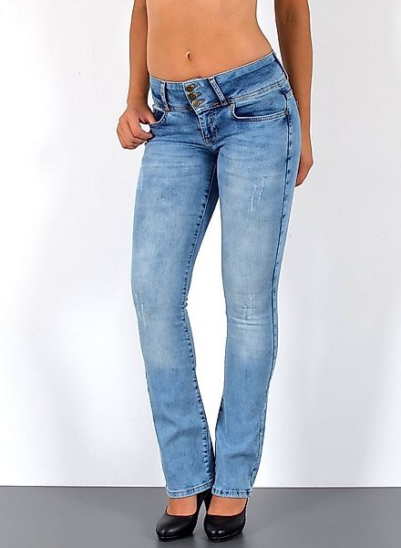ESRA Bootcut-Jeans Low Waist Jeans Damen Bootcut Stretch Flared Jeans Wide günstig online kaufen