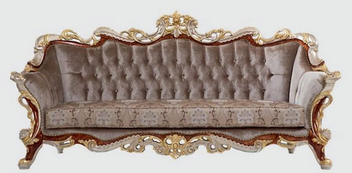 Casa Padrino Sofa Luxus Barock Sofa Grau / Braun / Silber / Gold 255 x 95 x günstig online kaufen