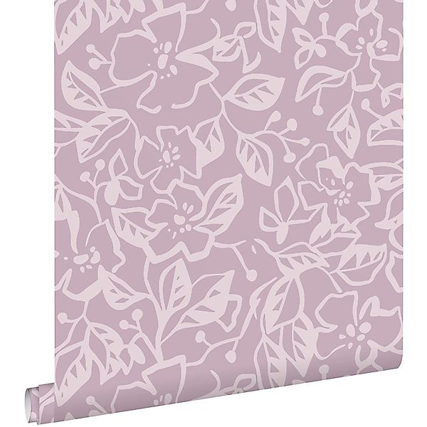 ESTAhome Tapete Blätter und Blumen Violett 50 x 900 cm günstig online kaufen
