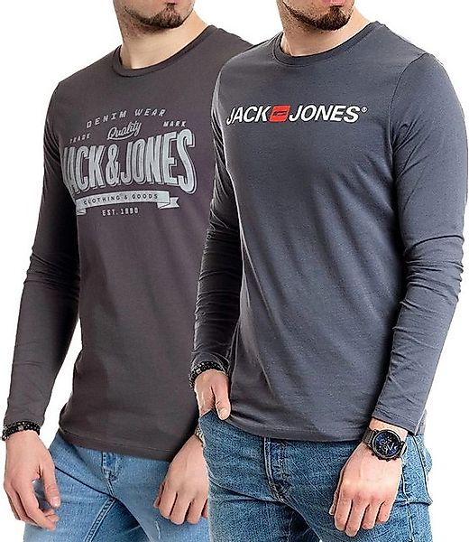 Jack & Jones Langarmshirt basic Shirt mit Printdruck im 2er Set günstig online kaufen