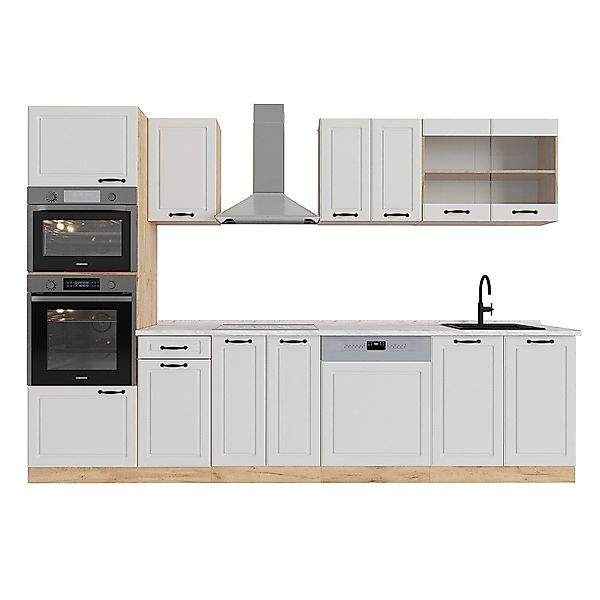 Vicco Küchenzeile R-Line, Weiß Landhaus/Goldkraft Eiche, günstig online kaufen