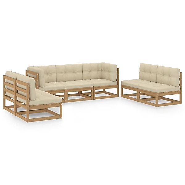 vidaXL 7-tlg Garten-Lounge-Set mit Kissen Kiefer Massivholz Modell 47 günstig online kaufen