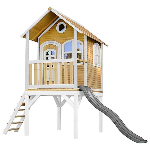 Axi Spielhaus Laura Braun und Weiß mit Rutsche Grau 318 x 272 x 191 cm FSC® günstig online kaufen