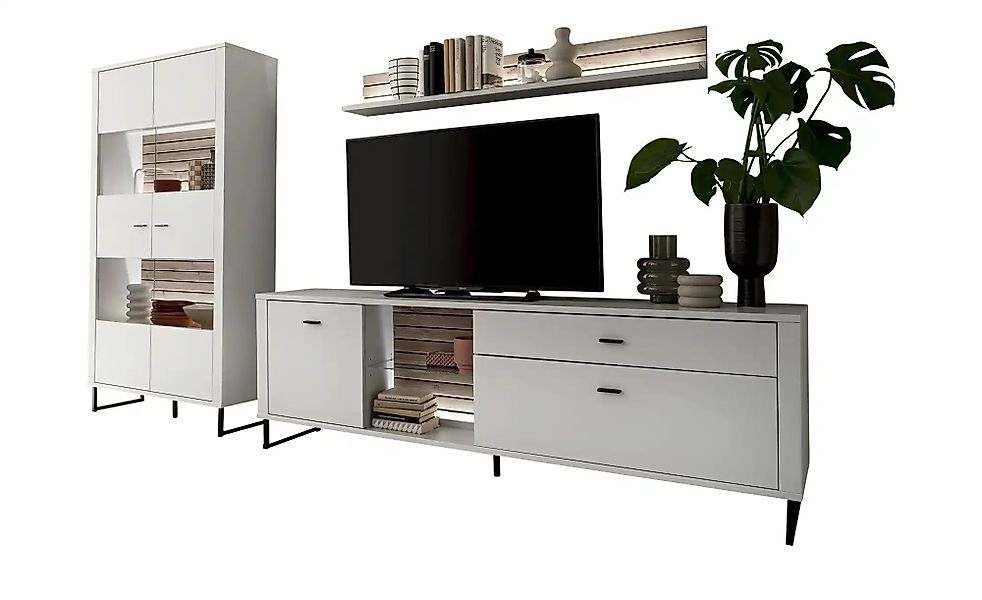uno Wohnkombination  Leni ¦ grau ¦ Maße (cm): B: 310 H: 187 T: 44.0 Kommode günstig online kaufen