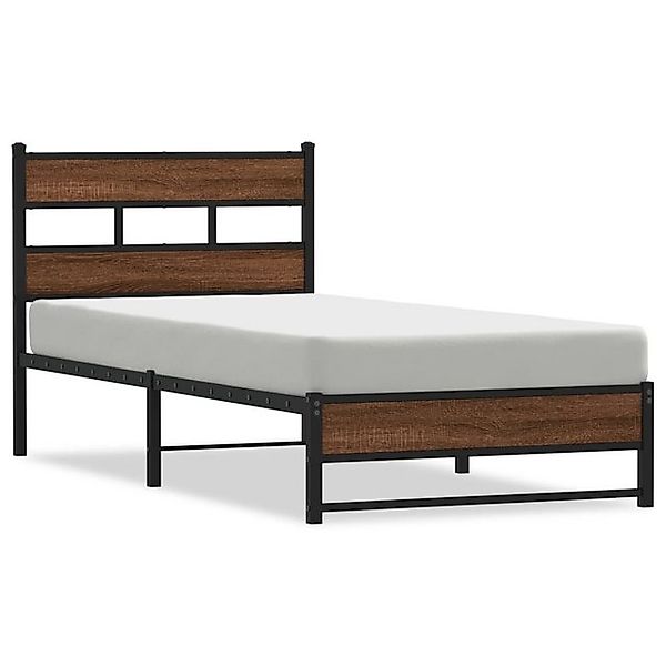 vidaXL Bett, Metallbett ohne Matratze Eichen-Optik 100x200 cm günstig online kaufen