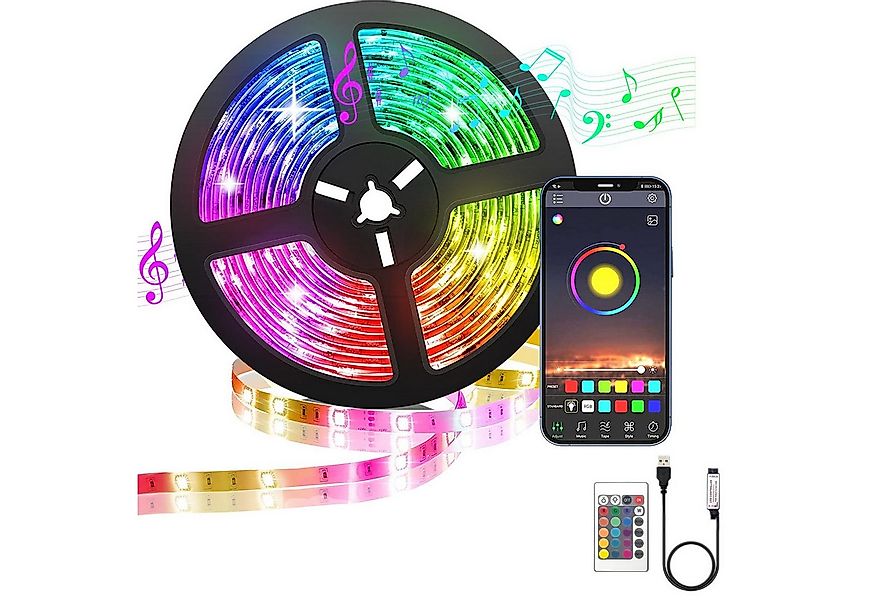 zggzerg LED Stripe 5M RGB LED Streifen mit Fernbedienung Bluetooth Musik Sy günstig online kaufen