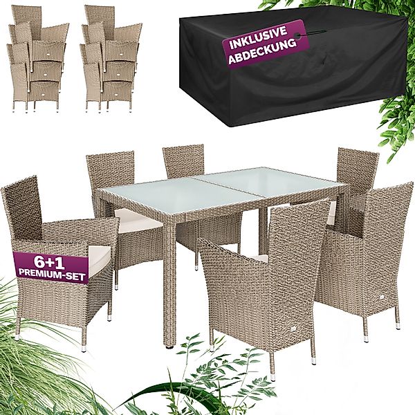 Casaria Garten-Essgruppe, 6 Personen Rattan inkl. günstig online kaufen