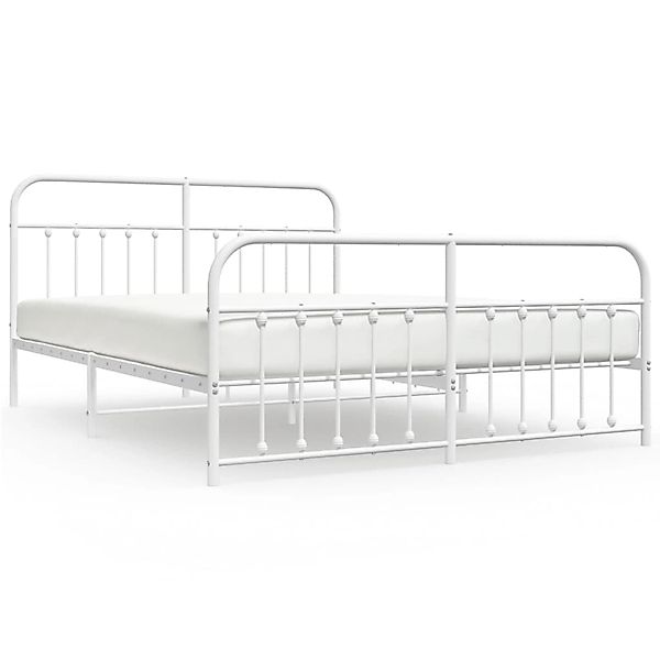 vidaXL Bettgestell mit Kopf- und Fußteil Metall Weiß 160x200 cm Modell 2179 günstig online kaufen