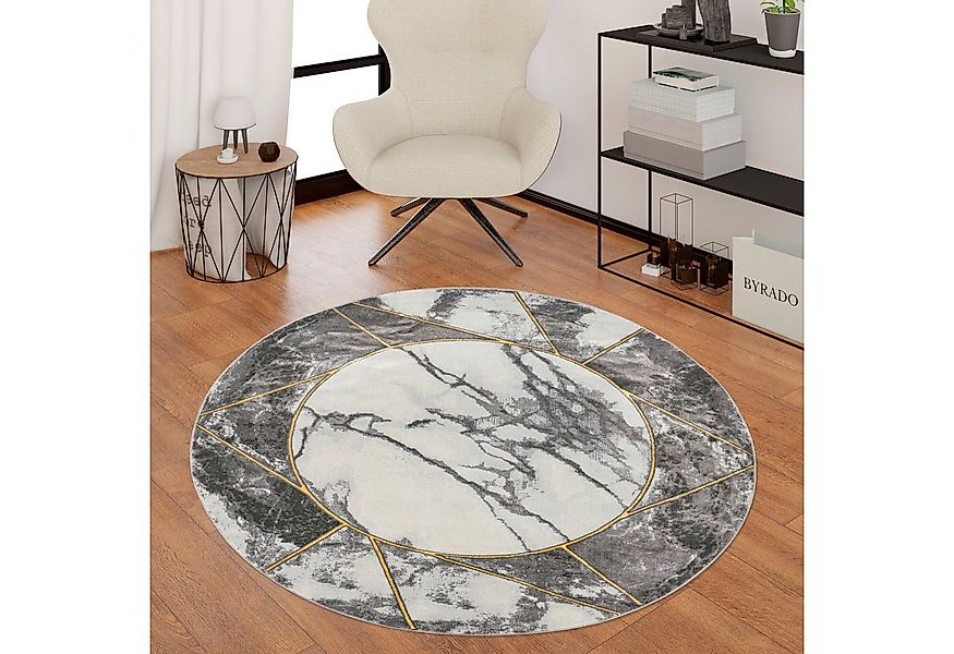 Paco Home Teppich Kraft 525, rund, Höhe: 15 mm, Kurzflor, Marmor-Design mit günstig online kaufen
