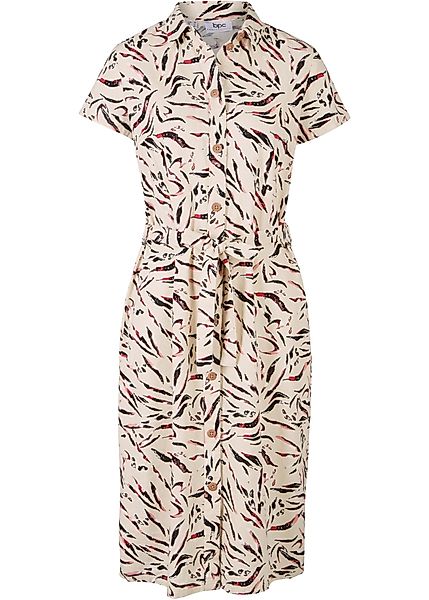 Bedrucktes Kleid mit Leinen günstig online kaufen