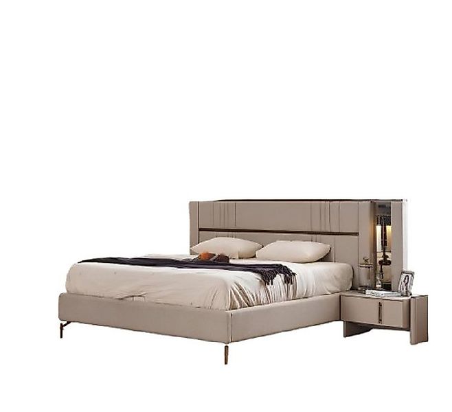 Xlmoebel Bett Neues Schlafzimmer-Doppelbett in Beige mit Kunstleder-Bett (1 günstig online kaufen