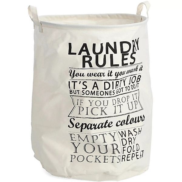 Zeller Present Wäschesammler Laundry Rules Canvas Ø 38 cm x 48 cm Beige günstig online kaufen
