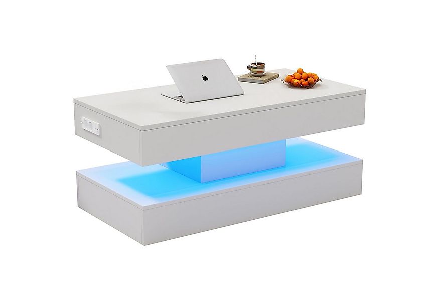 BlingBin Couchtisch Lift Teetisch mit LED-Beleuchtung und verstecktem Staur günstig online kaufen