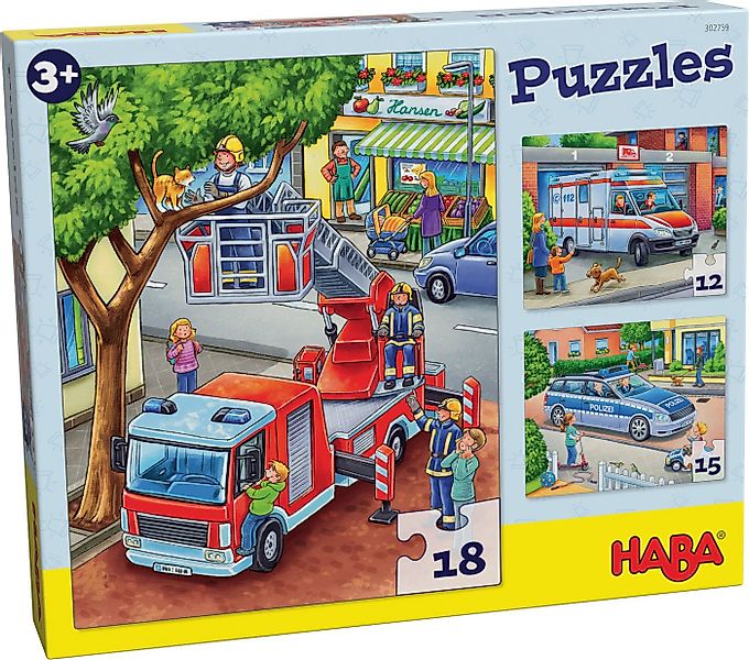 Haba Puzzle Polizei, Feuerwehr & Co., Puzzleteile, Made in Europe günstig online kaufen